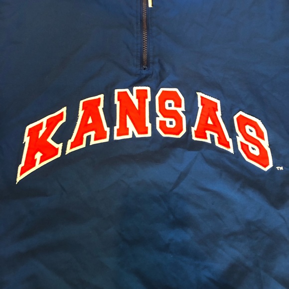 ~SOLD~ 🏀 VINTAGE 1/4 Zip Starter Pullover, KU Jayhawks - Picture 2 of 7